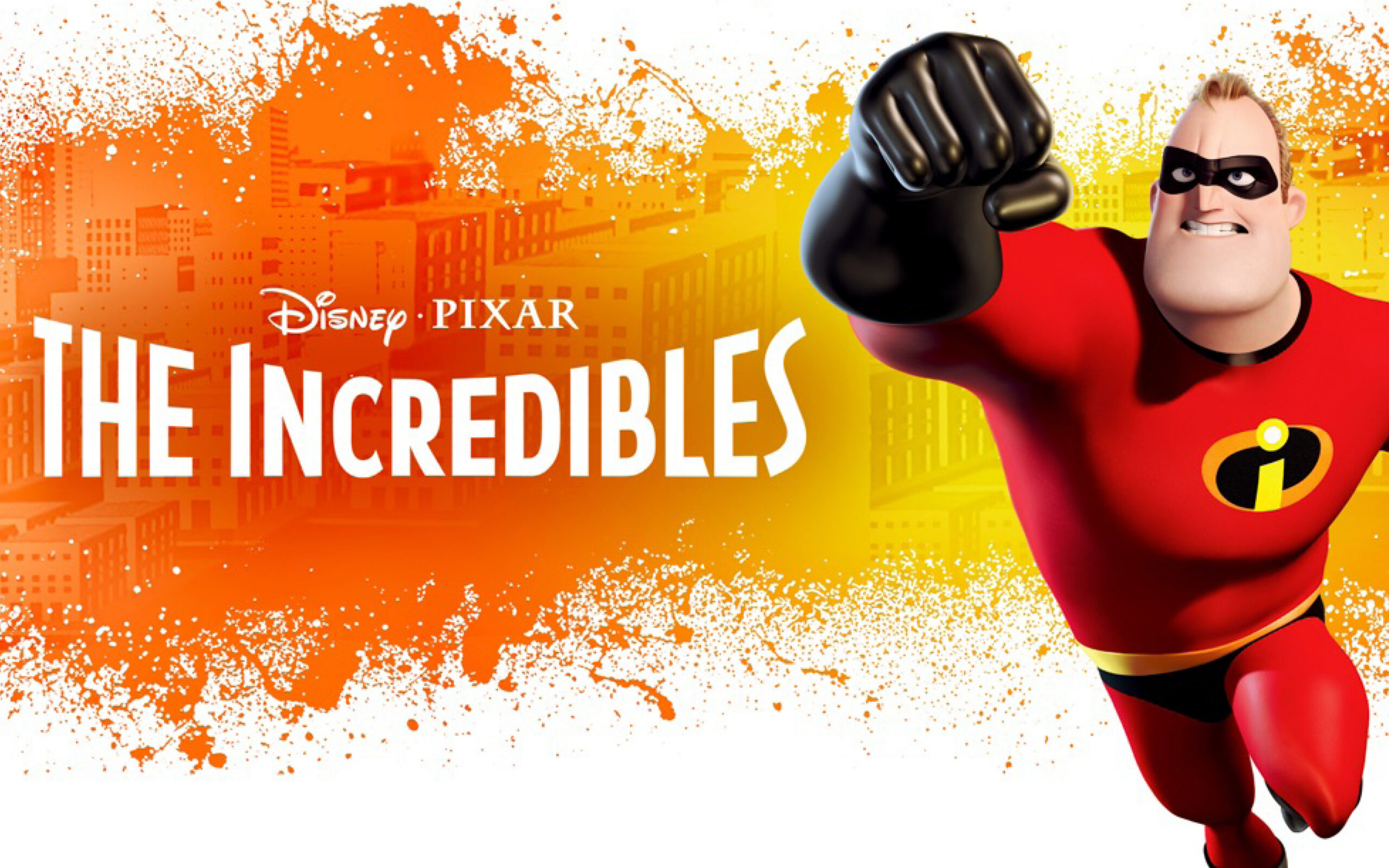 The Incredibles promo with a photo of the character in a super hero type costume.