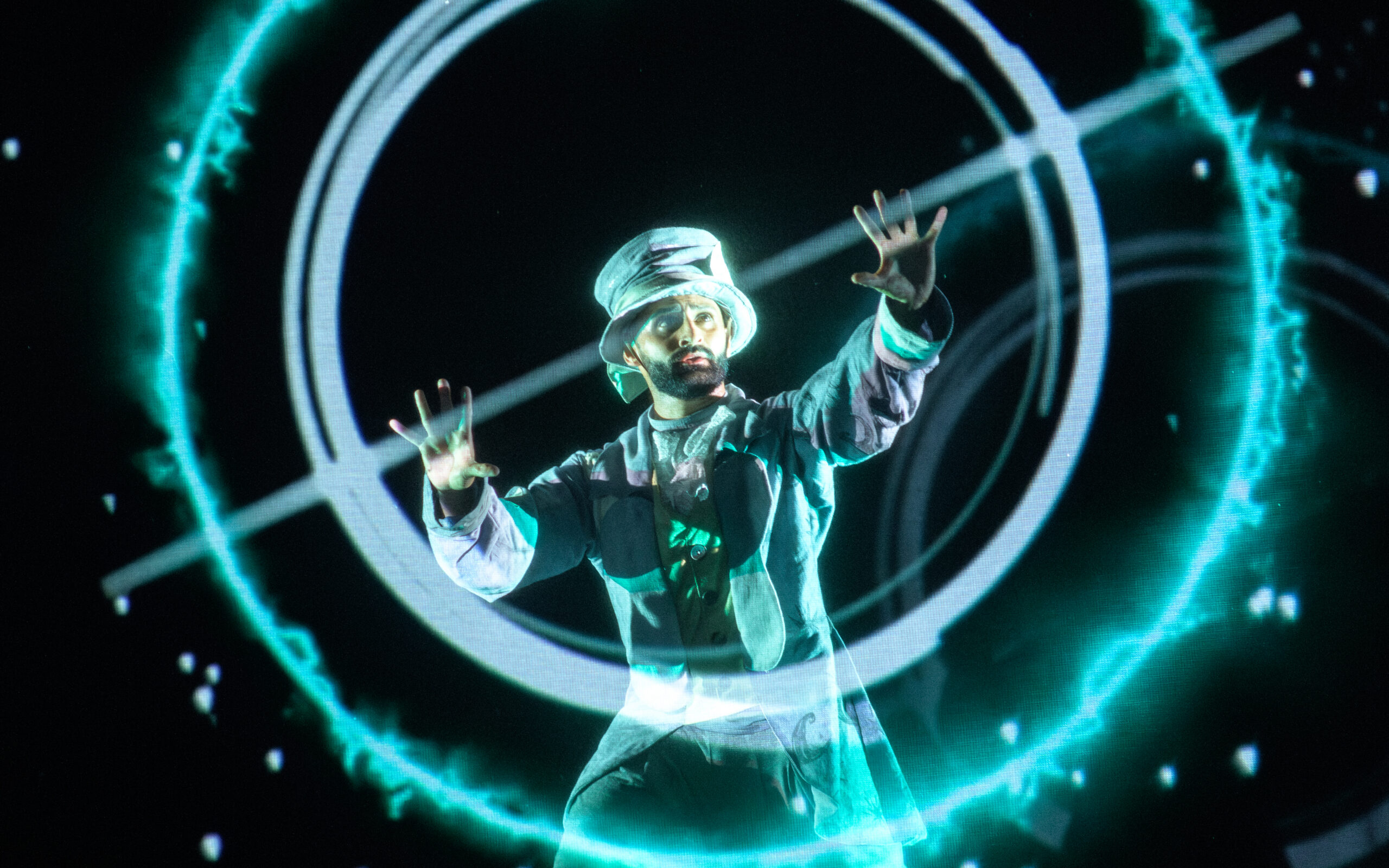 Meet the Hatter promo with blue lights.