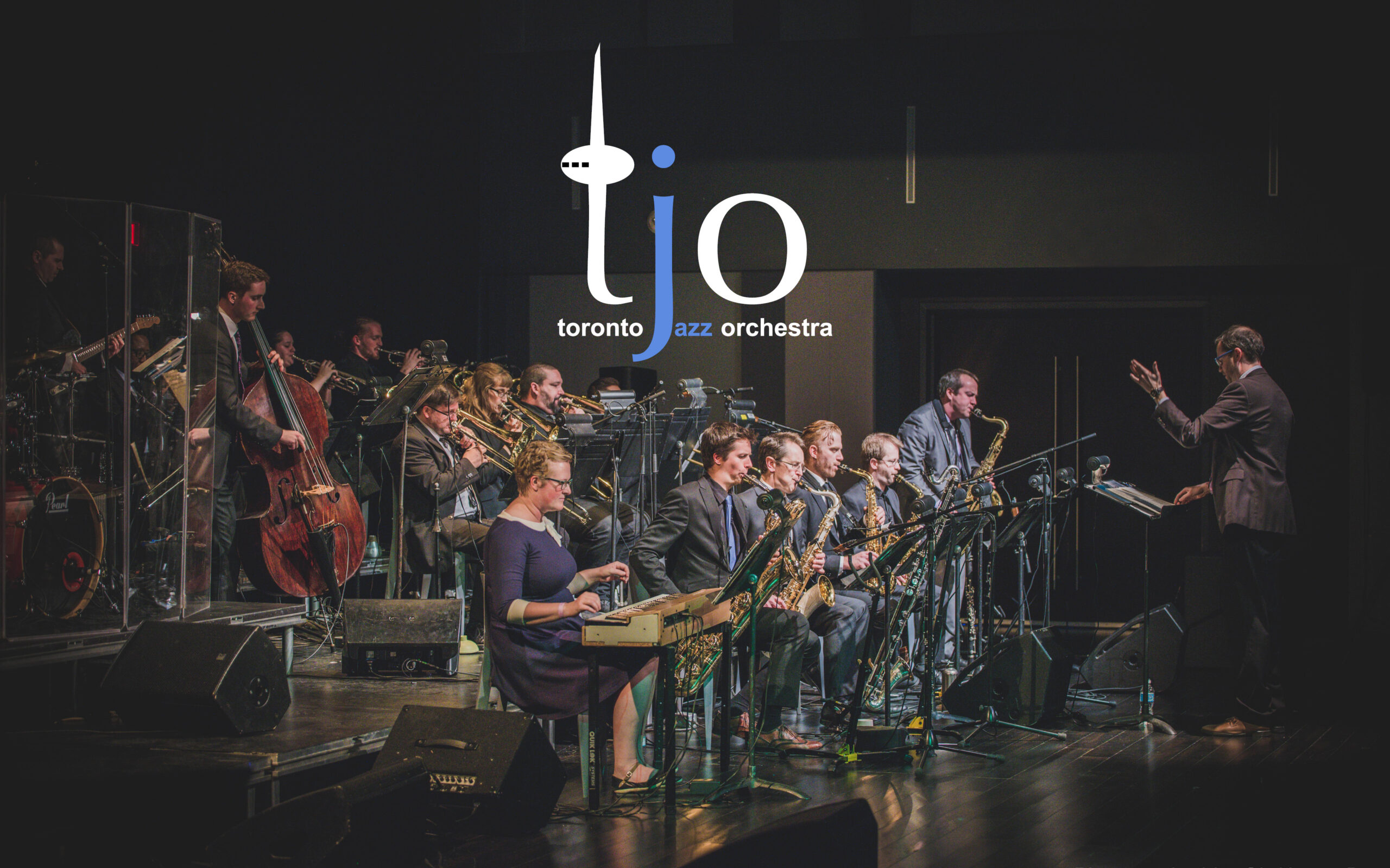 A picture of a jazz orchestra.